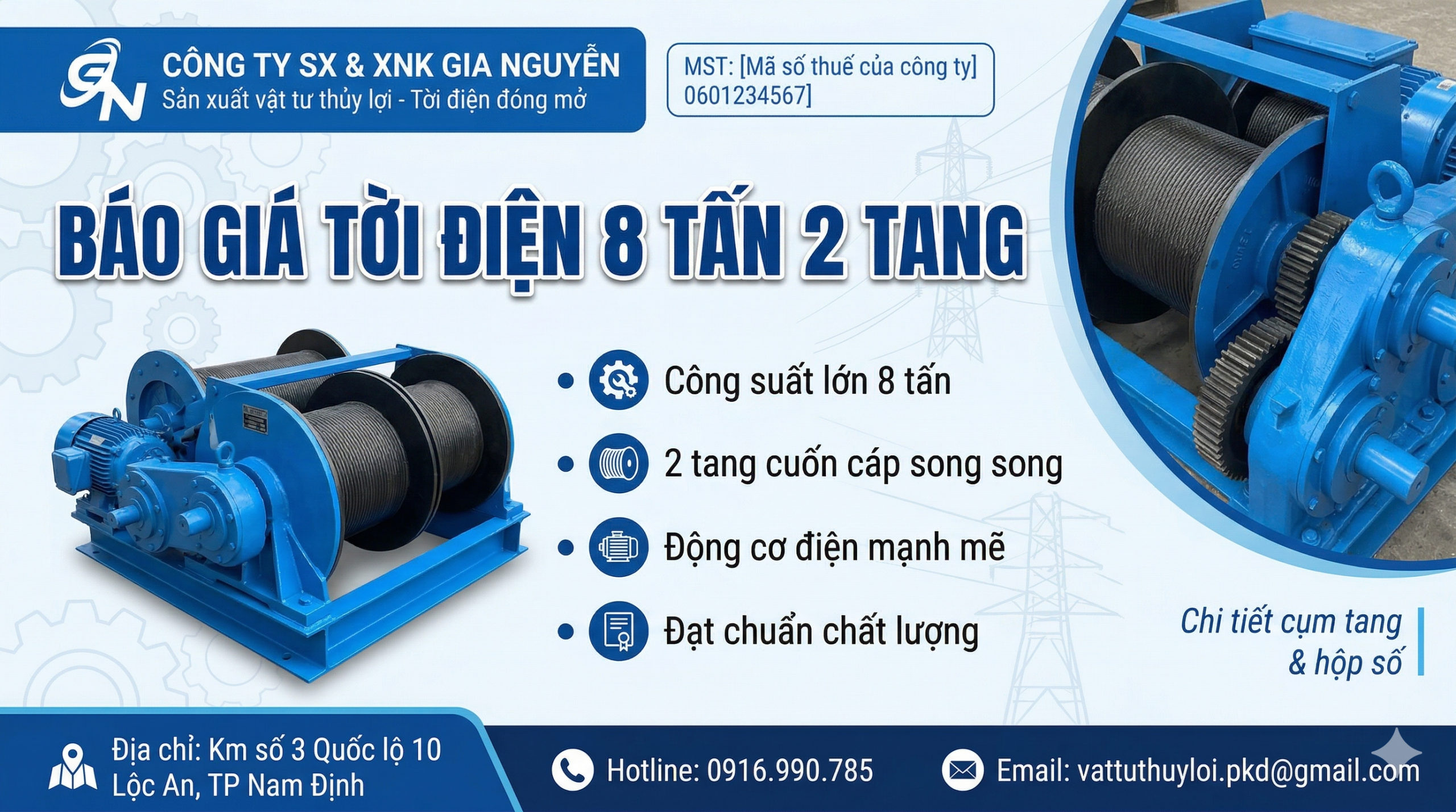 Báo Giá Tời Điện 8 Tấn 2 Tang | Gia Nguyễn – Giá Tốt, Sản Xuất Theo Yêu Cầu