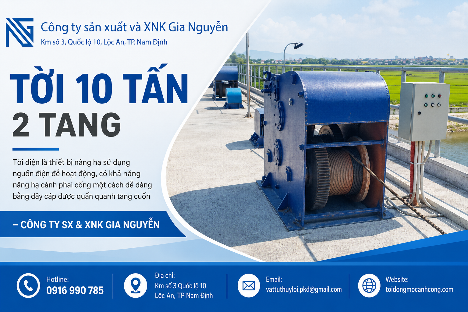Tời 10 Tấn 2 Tang Nâng Hạ Cánh Cống – Giải Pháp Hiệu Quả Cho Công Trình Thủy Lợi Và Thủy Điện