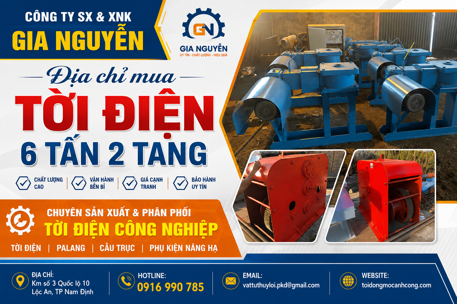 Địa chỉ mua Tời Điện 6 Tấn 2 Tang uy tín, chất lượng tại Nam Định