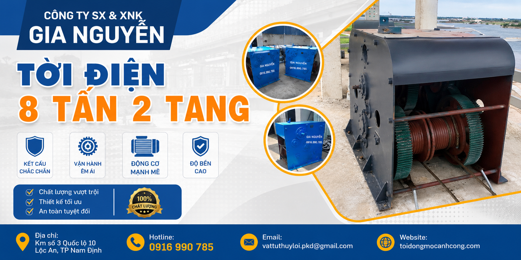Đặt mua tời điện 8 tấn 2 tang ở đâu?